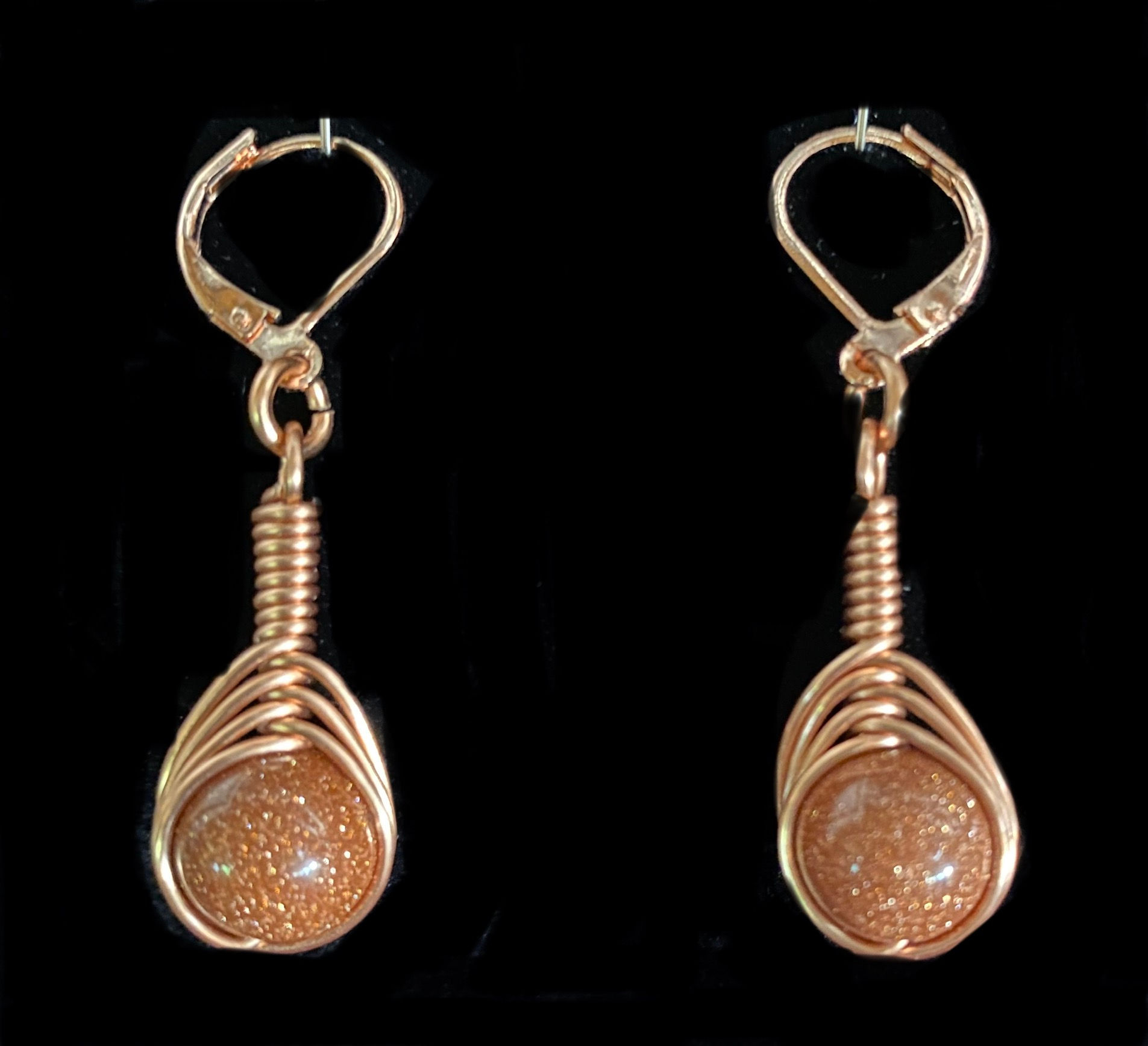 Red Goldstone Herringbone Earrings