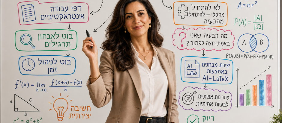 מורה למתמטיקה מול הלוח מציגה חדשנות עם בינה מלאכותית
