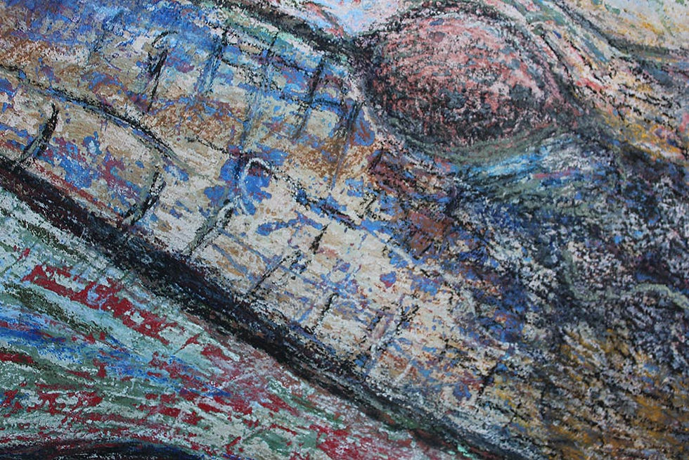 Sgrafitto Technik mit Pastell