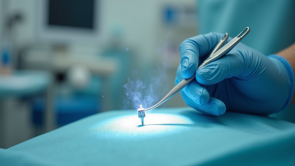 Close-up view of dental instruments being sterilised in a dental clinic