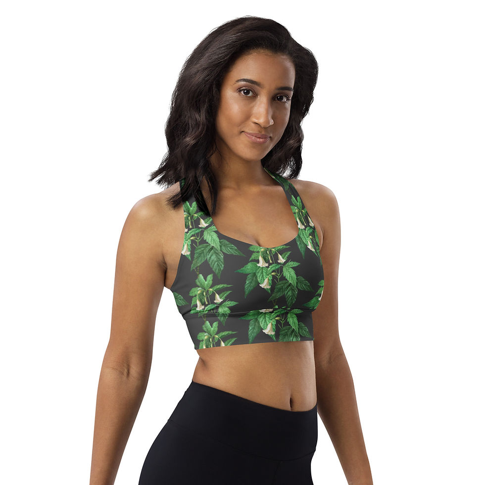 Thumbnail: Longline sports bra- green/black