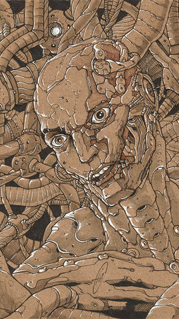 2025 - Finelliner, promarker e penna gel bianca su carta riciclata, A4. Eseguito in LIVE su TikTok.
© Elia Cristofoli