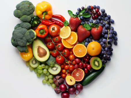 Heart shape of fruit and vegetables - diversity and love to your health