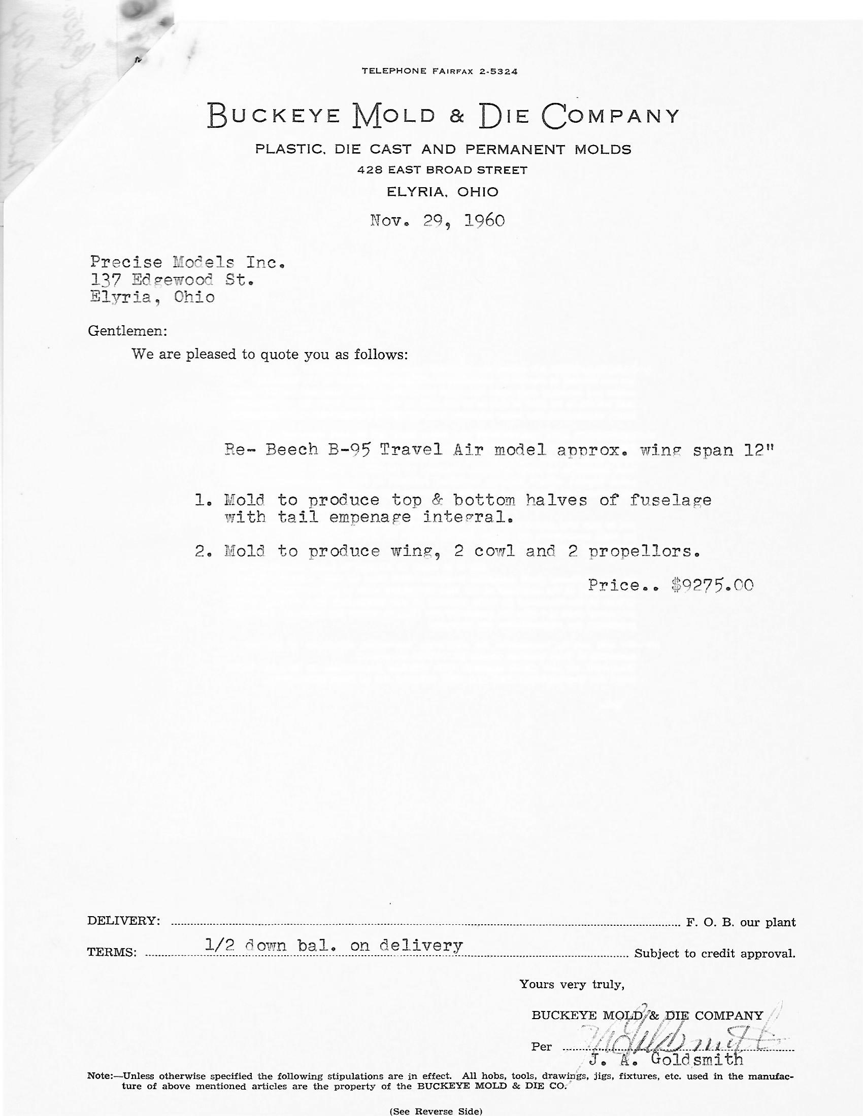 Beech B-95 mold bid