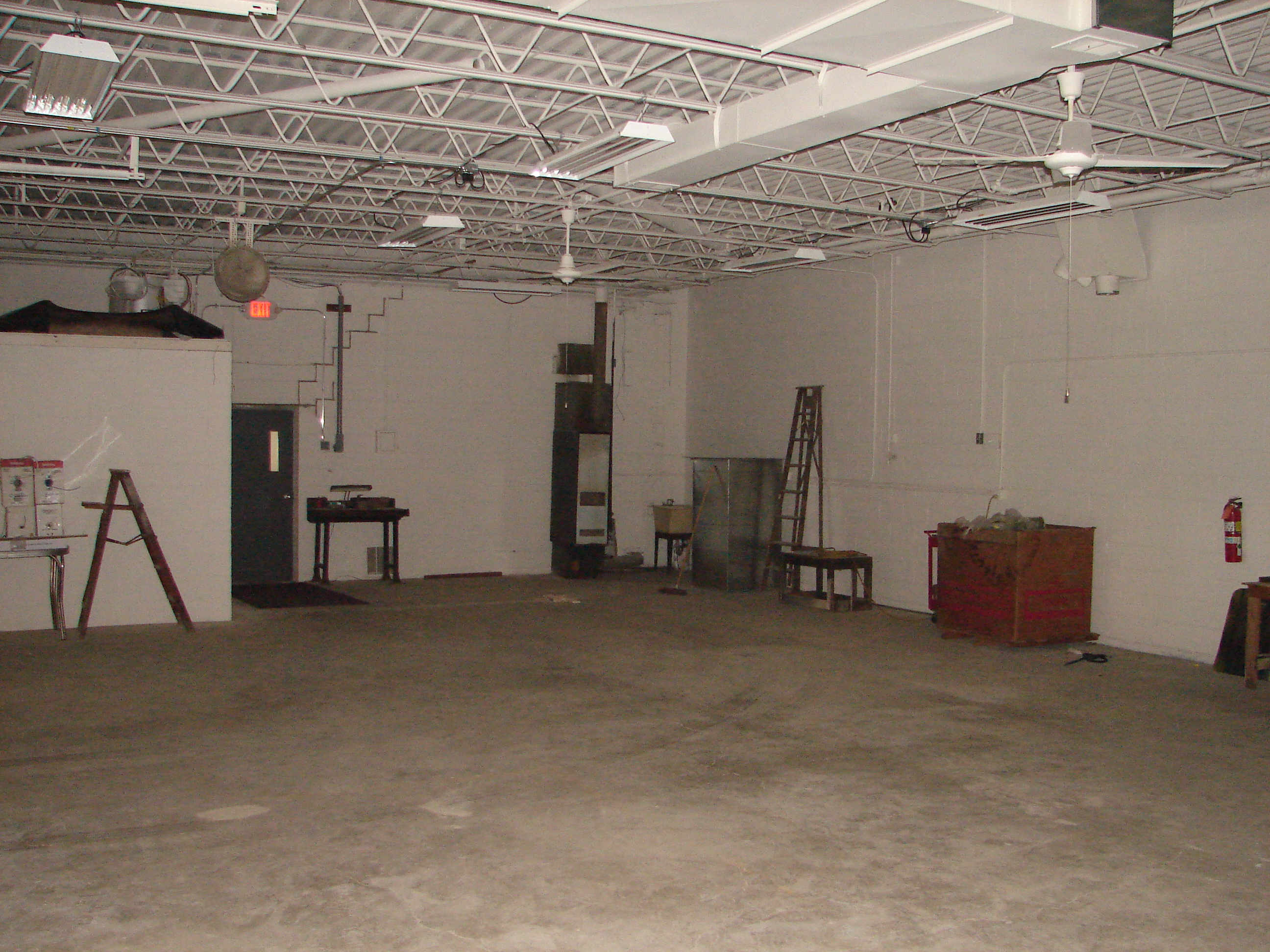 former paint booth area
