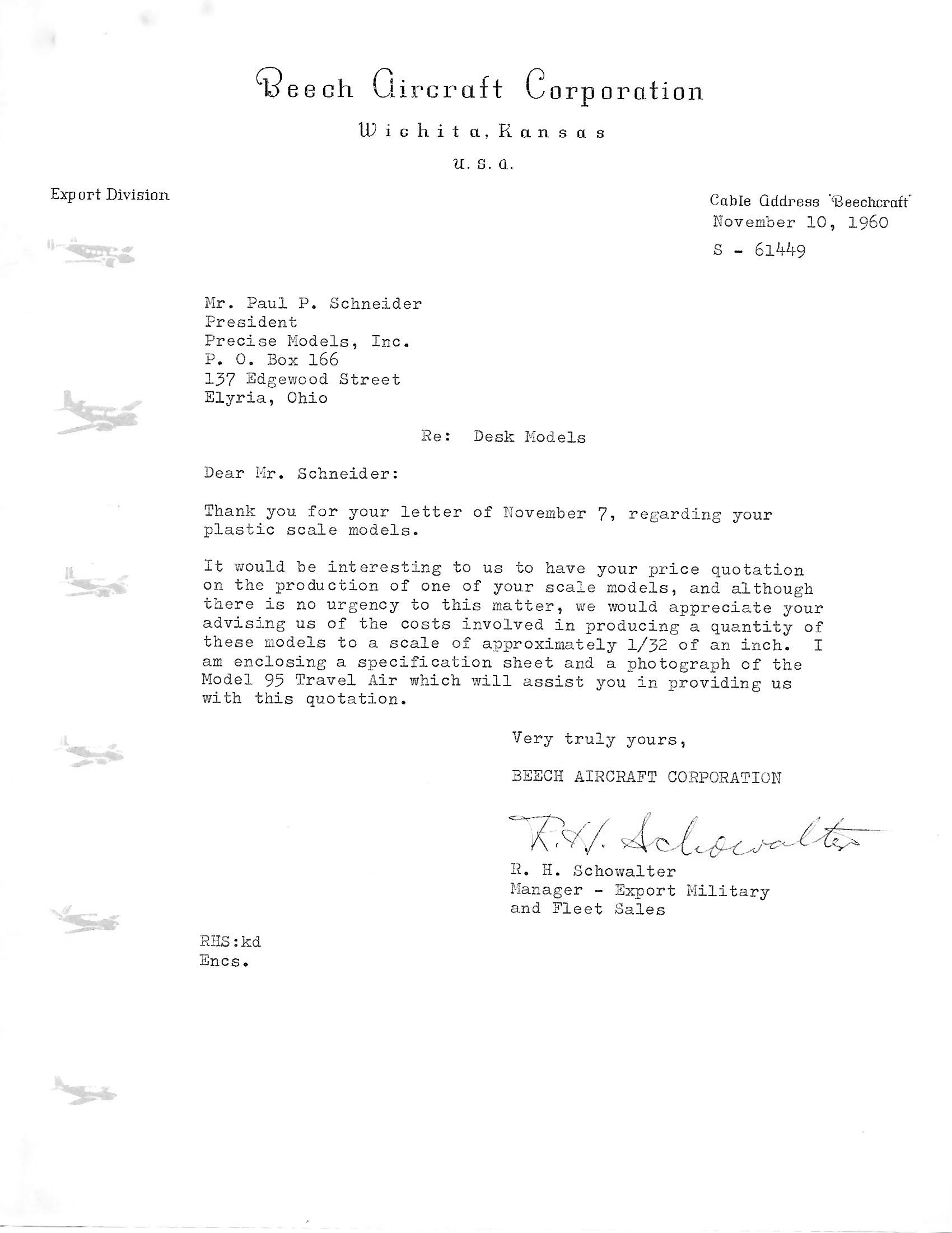 Beech Model 95 letter