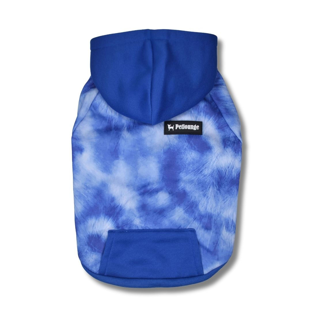 Hoodie Poleron Perro y Gato - Tie Dye Azul