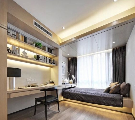 Chambre bureau avec système de climatisation gainable. Grille en périphérie et en toute discrétion.