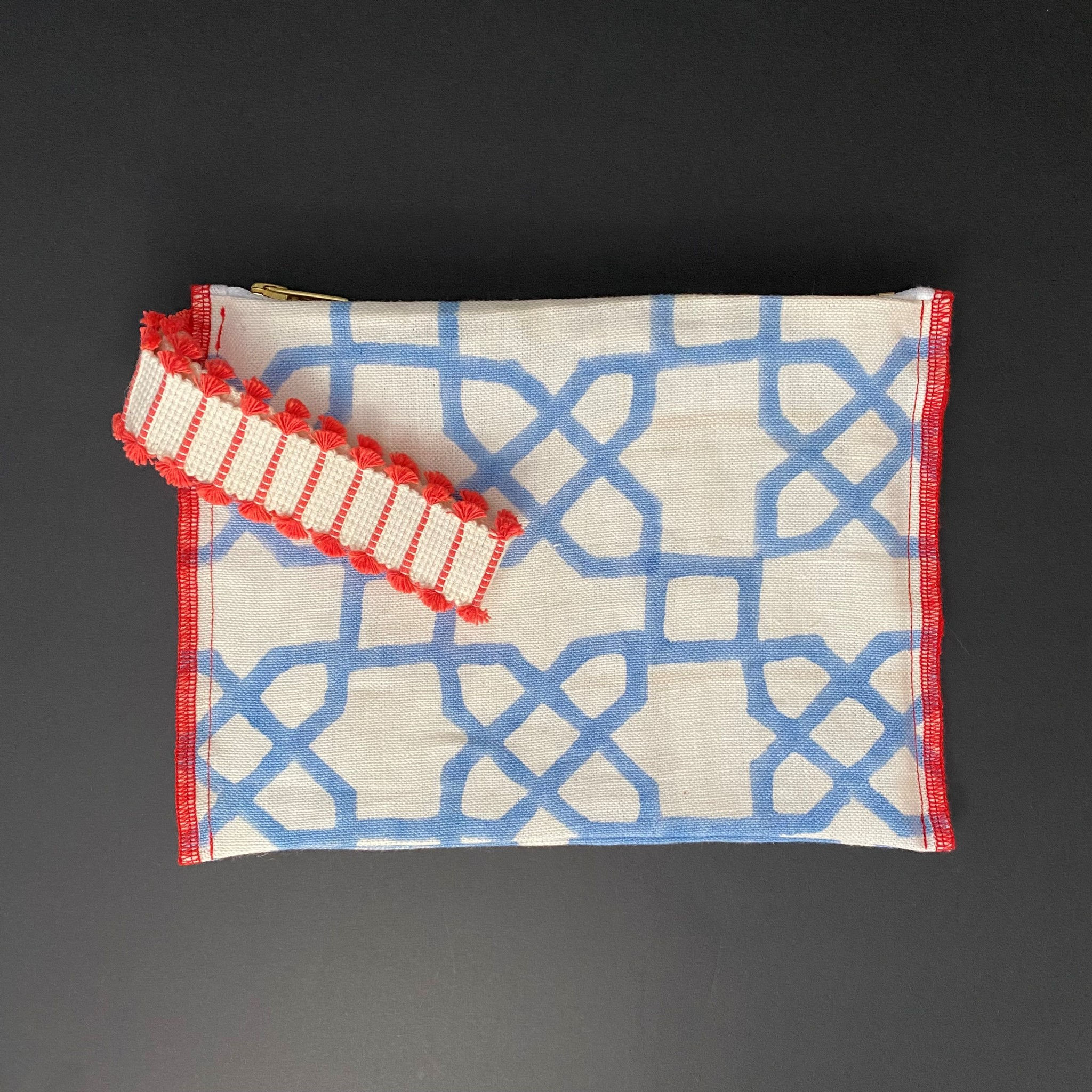 Blue Geometric Pouch