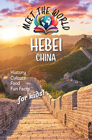 Book cover for Meet the World's book on Hebei province in China; it shows the Great Wall