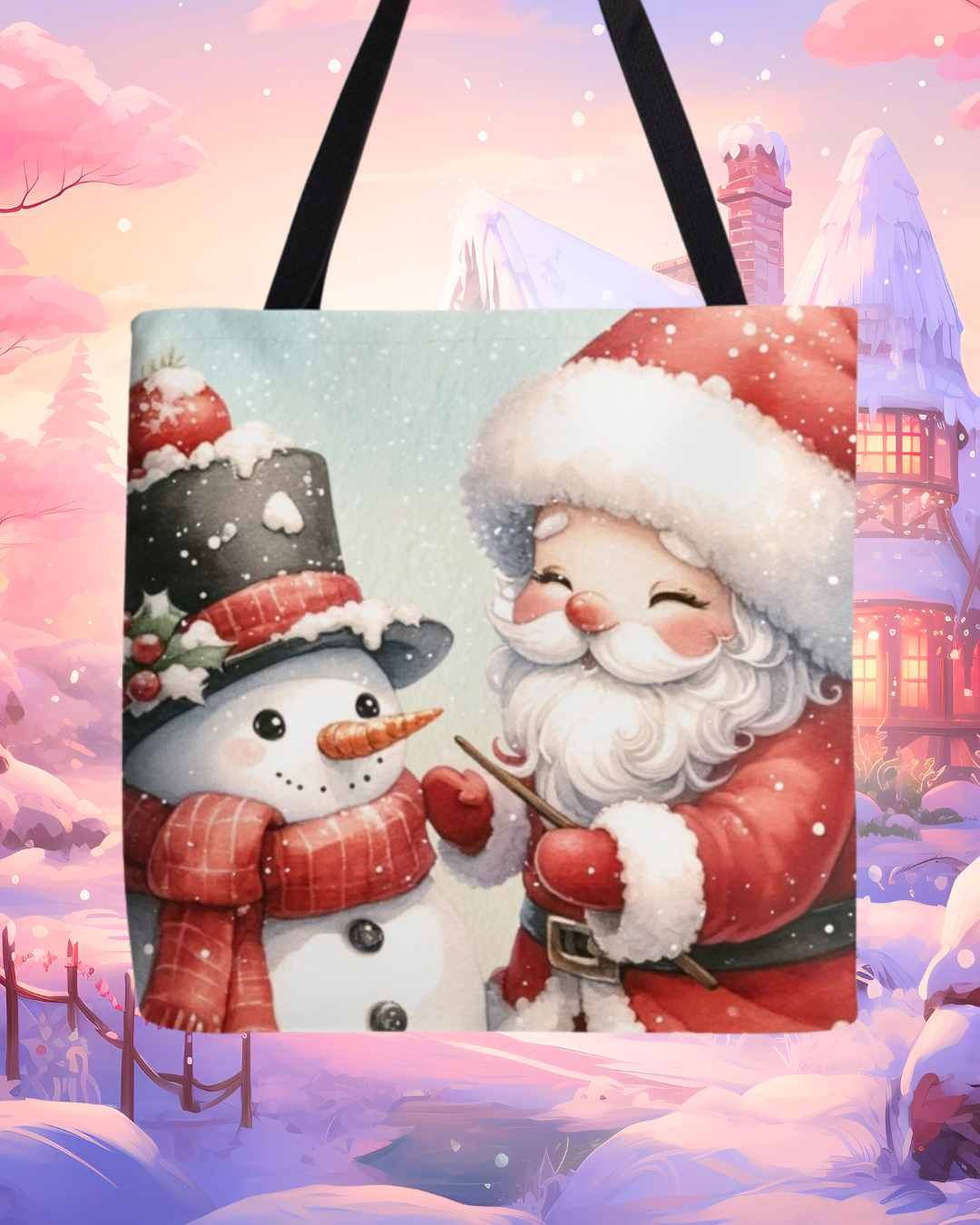 Snowy Santa Tote Bag