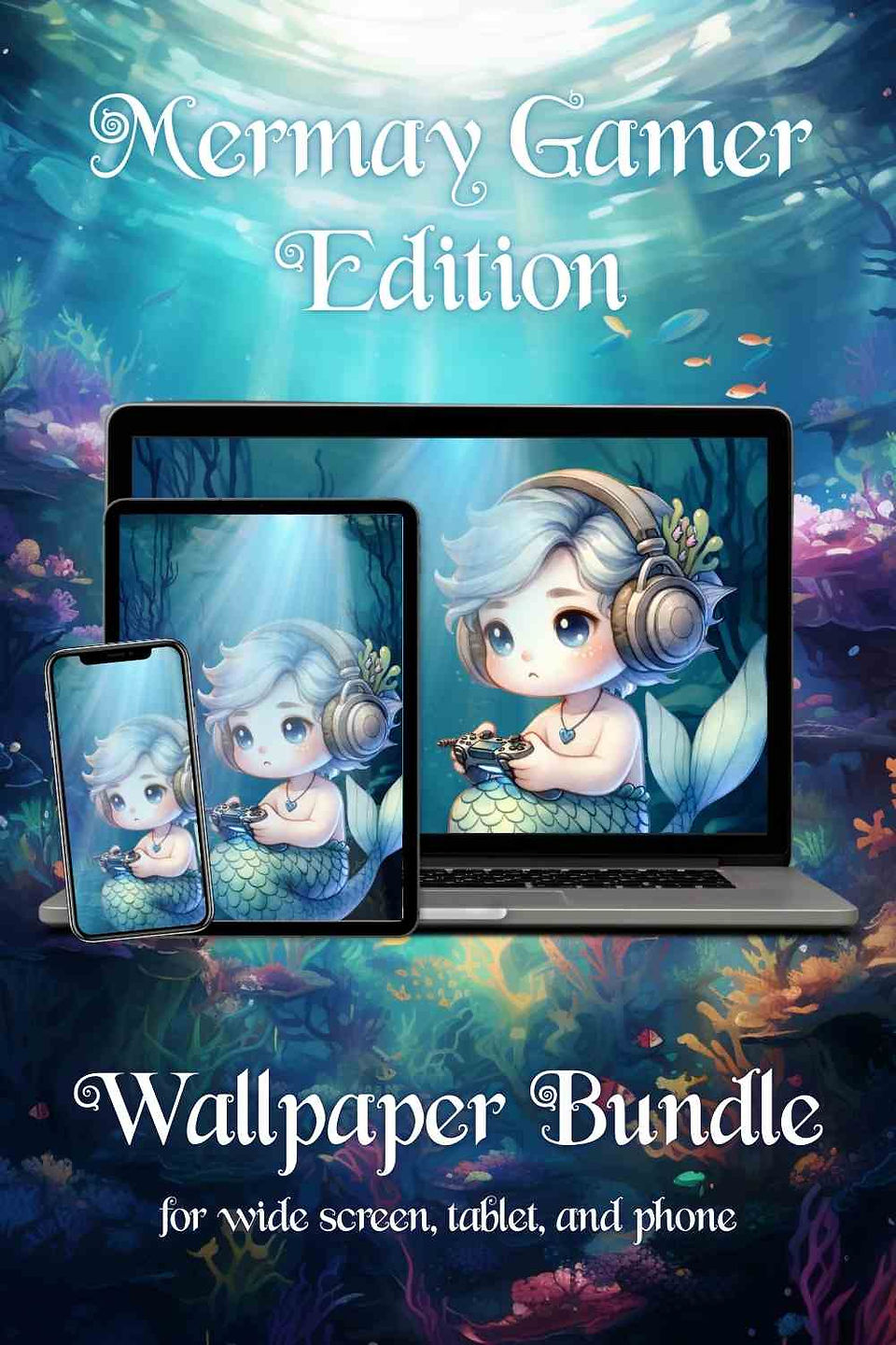 digital mermaid video gamer style wallpaper download