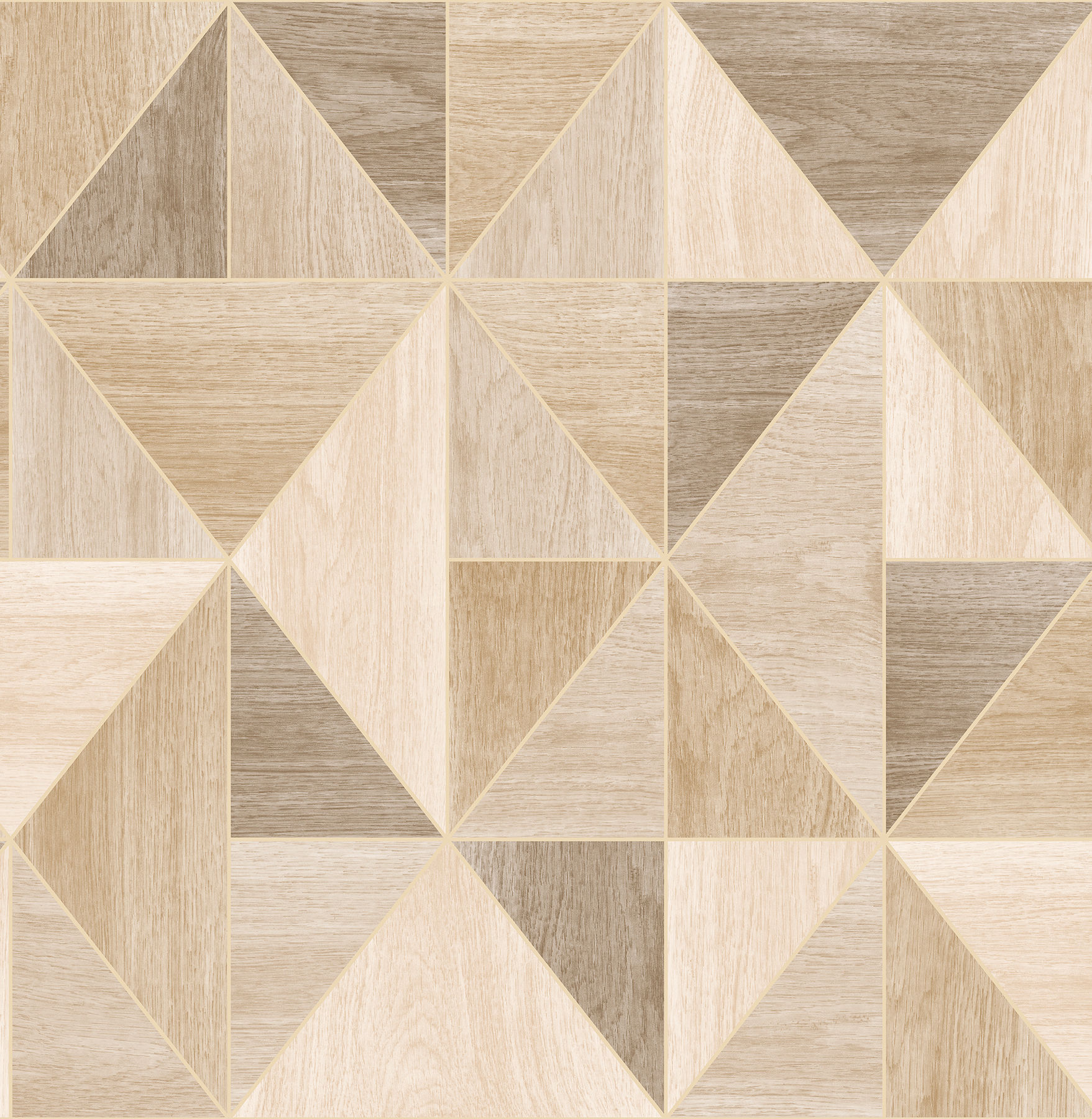 Bath by Advantage - Simpson Light Brown Geometric Wood Wallpaper