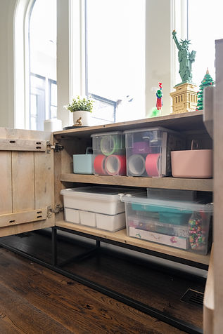 Arts and crafts with labeled bins and organized sections