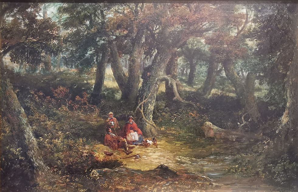 Thumbnail: Victorian Oil On Canvas Of People Sat In A Forest- Attributed To Joseph Thors