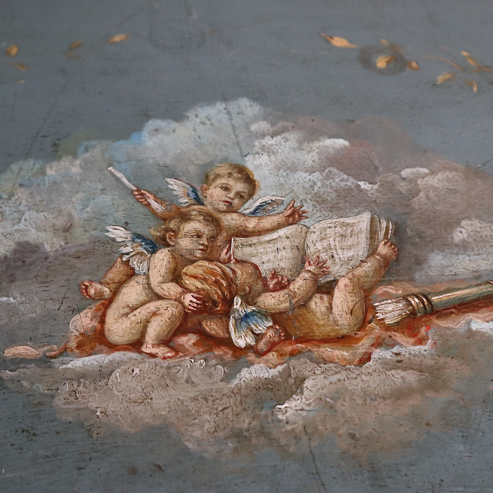 Thumbnail: Antique French Painted, 'Angelica Kauffman' Style Mahogany Chest Of Drawers
