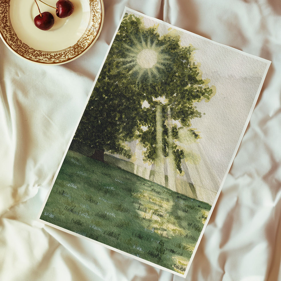 Misty Woods Watercolour Art Print