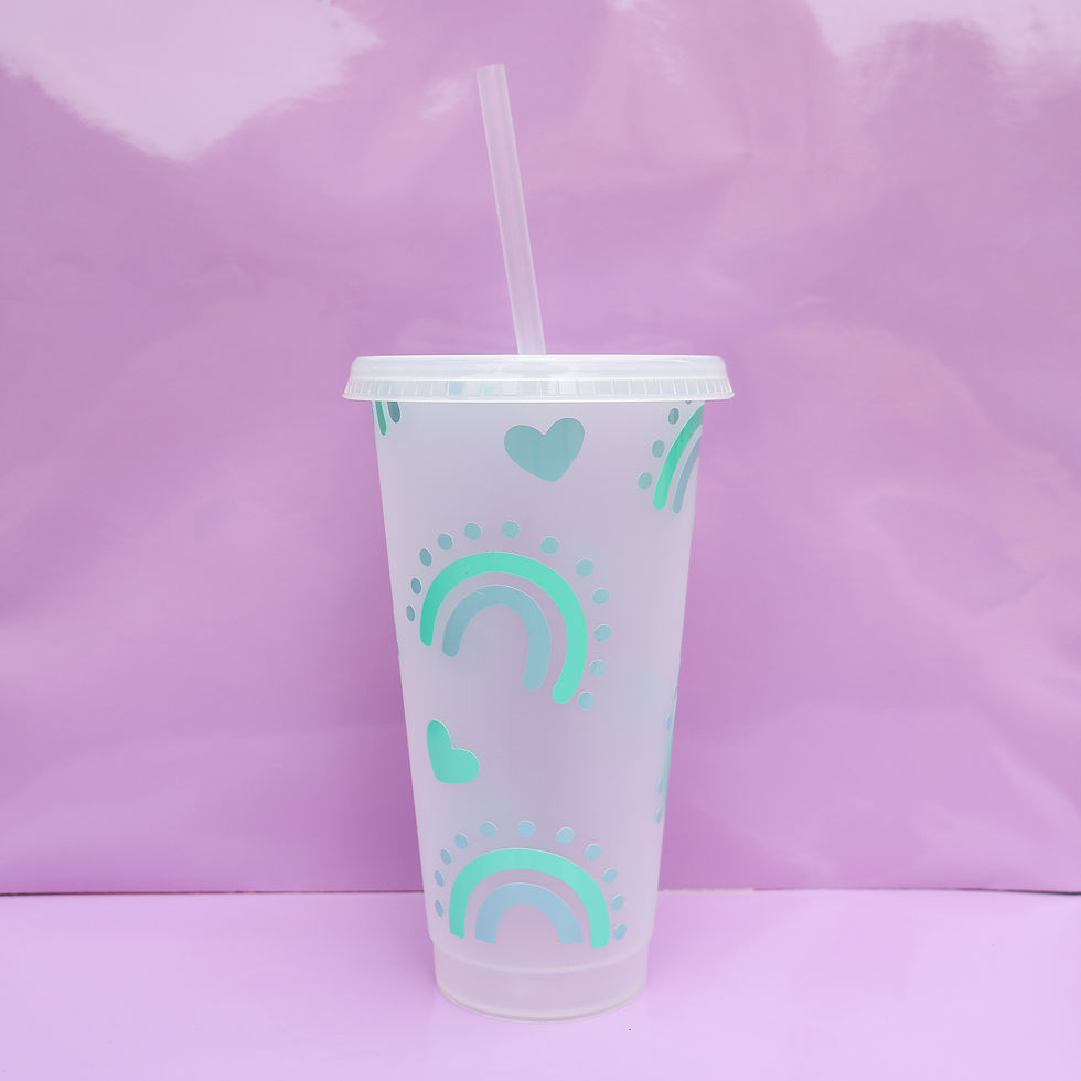 Teal Rainbow Cold Cup