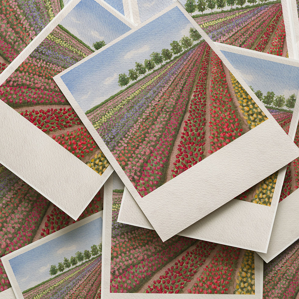 Thumbnail: Tulip Field Watercolour Art Print