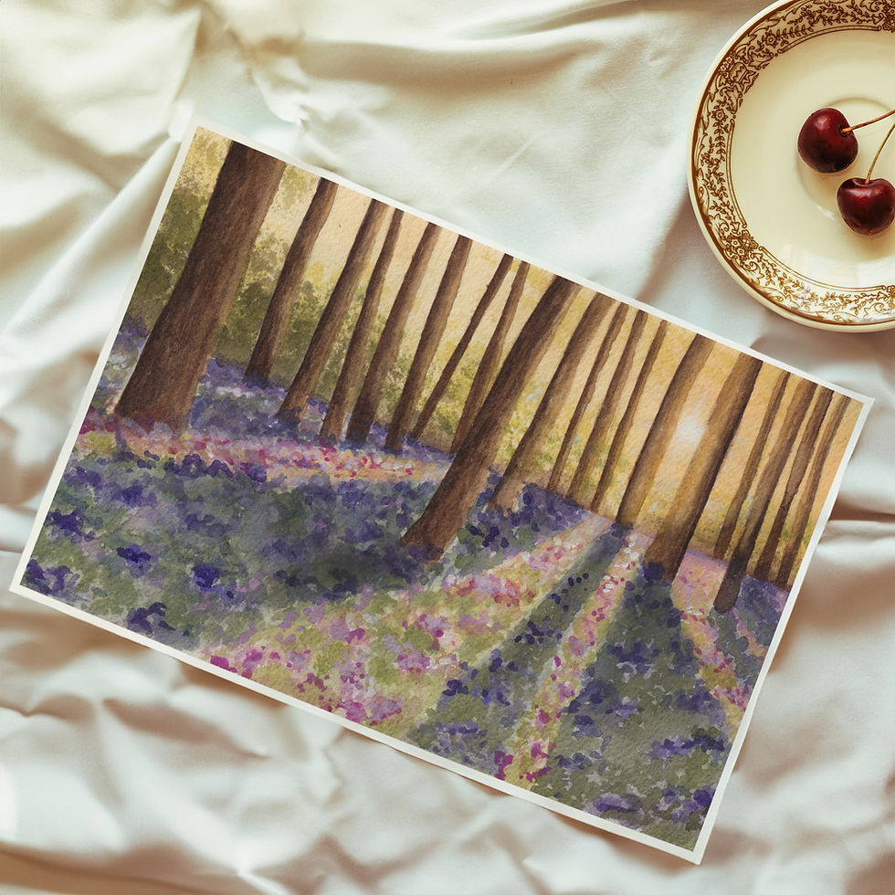 Purple Wildflower Field Watercolour Art Print