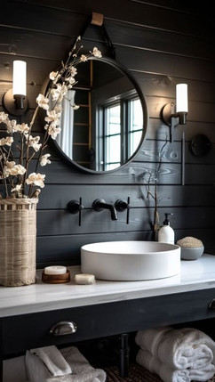 salle de bain noire cosy