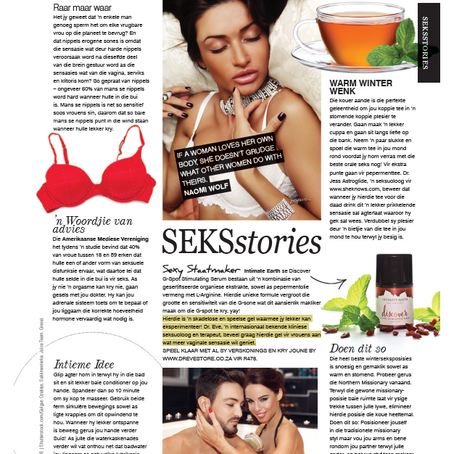 BELLA Magazine South Africa Features Intimate Earth's 'Discover' Serum In SEKSstories