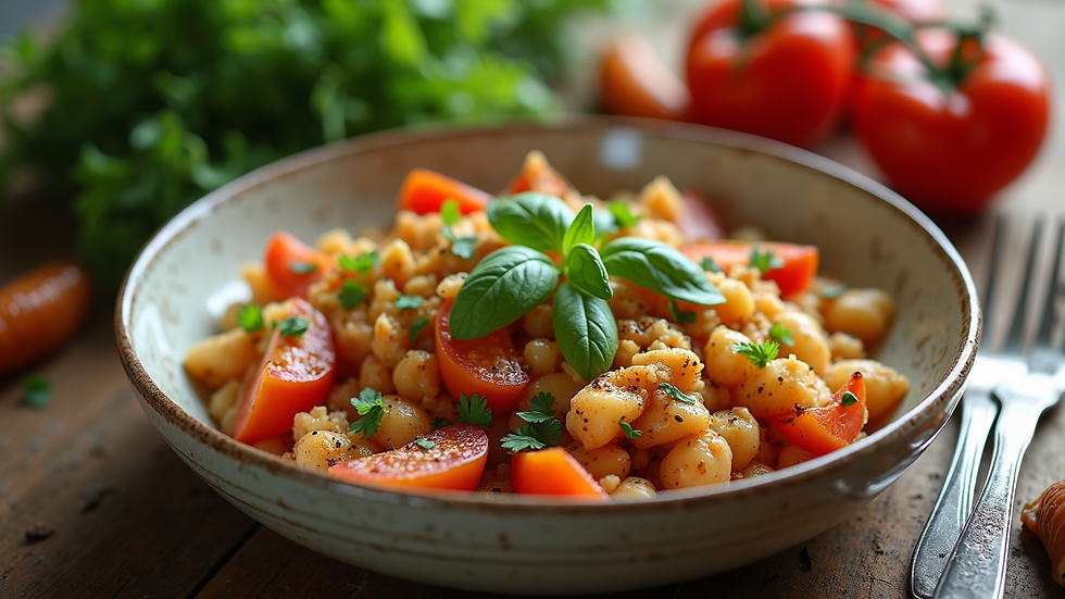 High angle view of a healthy meal with fresh ingredients