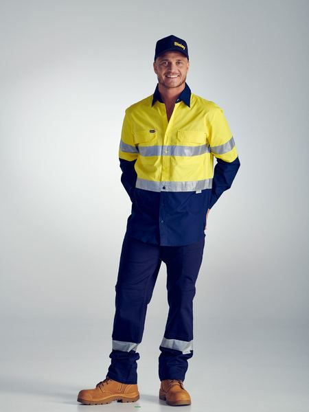 BISLEY--BS6415T-- X-Flow Taped Hi-Vis RipStop Shirt