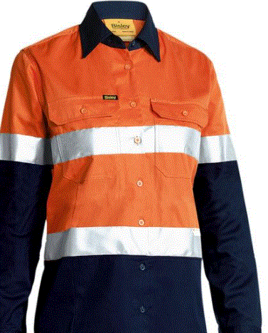 Bisley Women's Lightweight Hi Vis Cotton Drill Shirt BL6895 main image 1