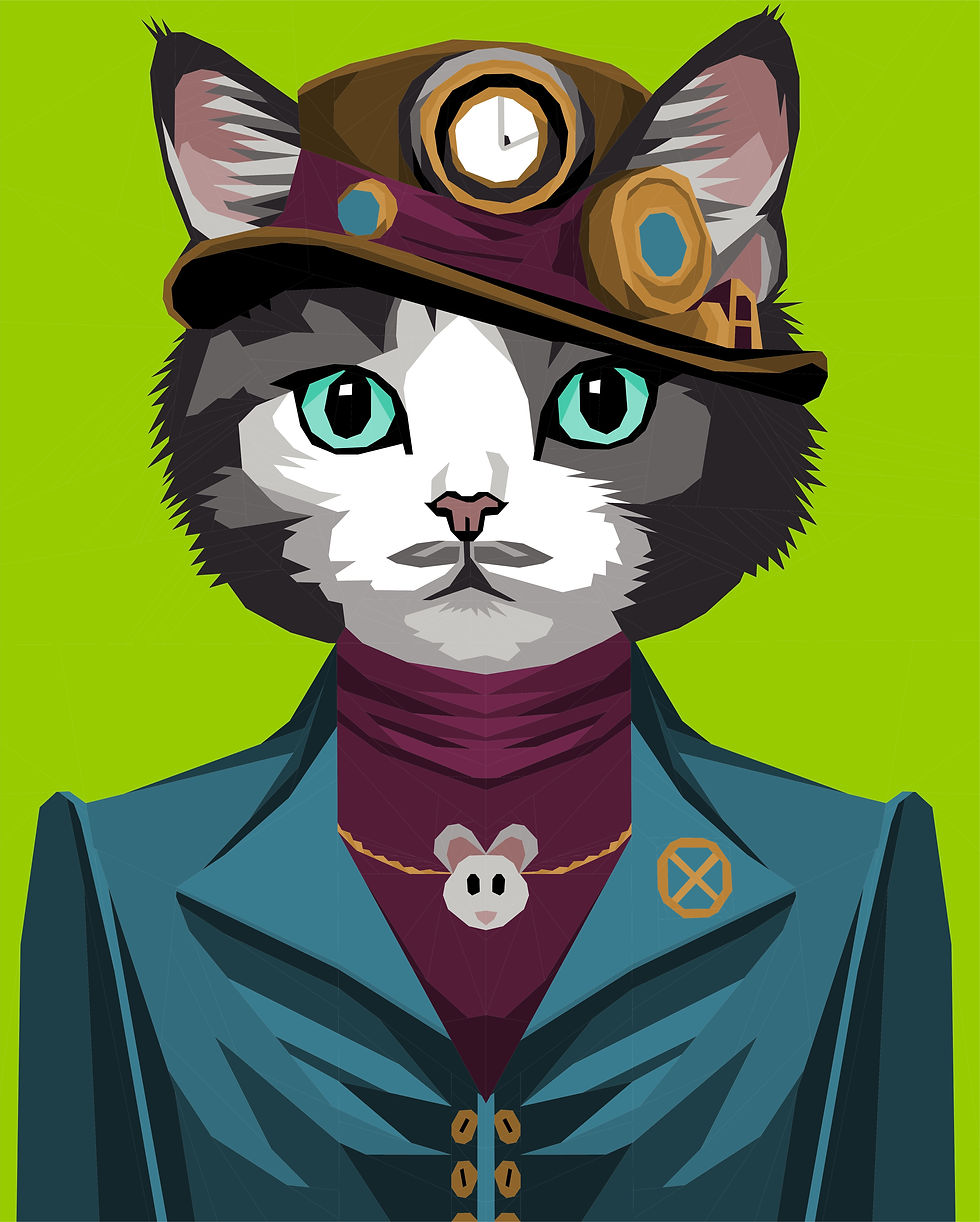 Thumbnail: Tux Cat Steampunk Foundation Paper Piecing Pattern