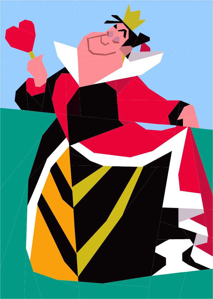 Thumbnail: Queen of Hearts from Alice in Wonderland Foundation Paper Piecing Pattern