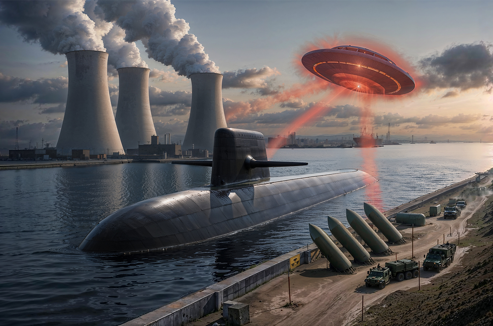 Quand le ciel surveille nos folies terrestres : des visiteurs silencieux au-dessus de nos arsenaux nucléaires. copyright: François Iksmada
