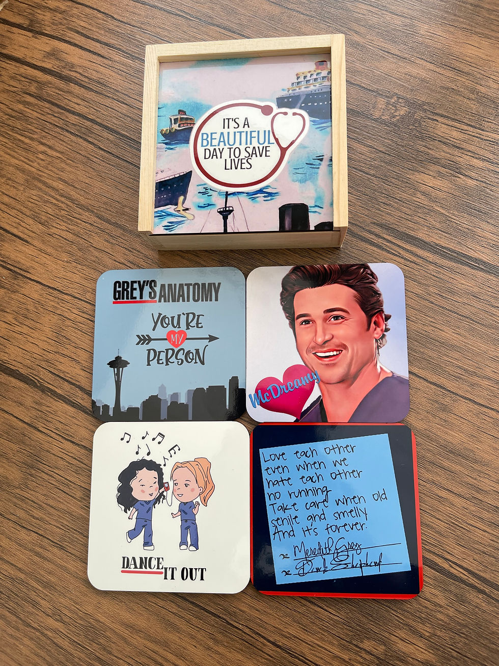 Thumbnail: Greys Anatomy Coasters with gift box!