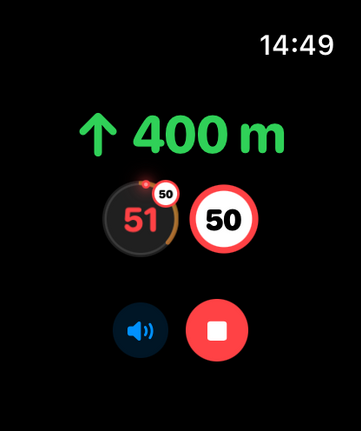 Screenshot of Road Shield for Apple Watch