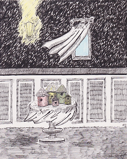 whoever owns this hallway builds bird homes