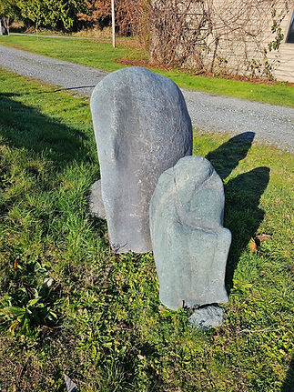 Two sized stone sculpture.