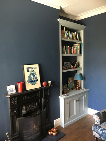 built-in classic, painted alcove cupboard and bookcase