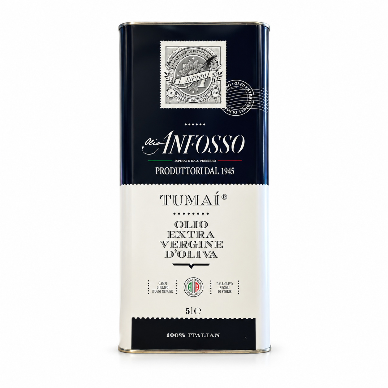 🔴Italie - Huile d’olive - Olio Anfosso - FRUITÉ VERT - 5L — sur fond blanc