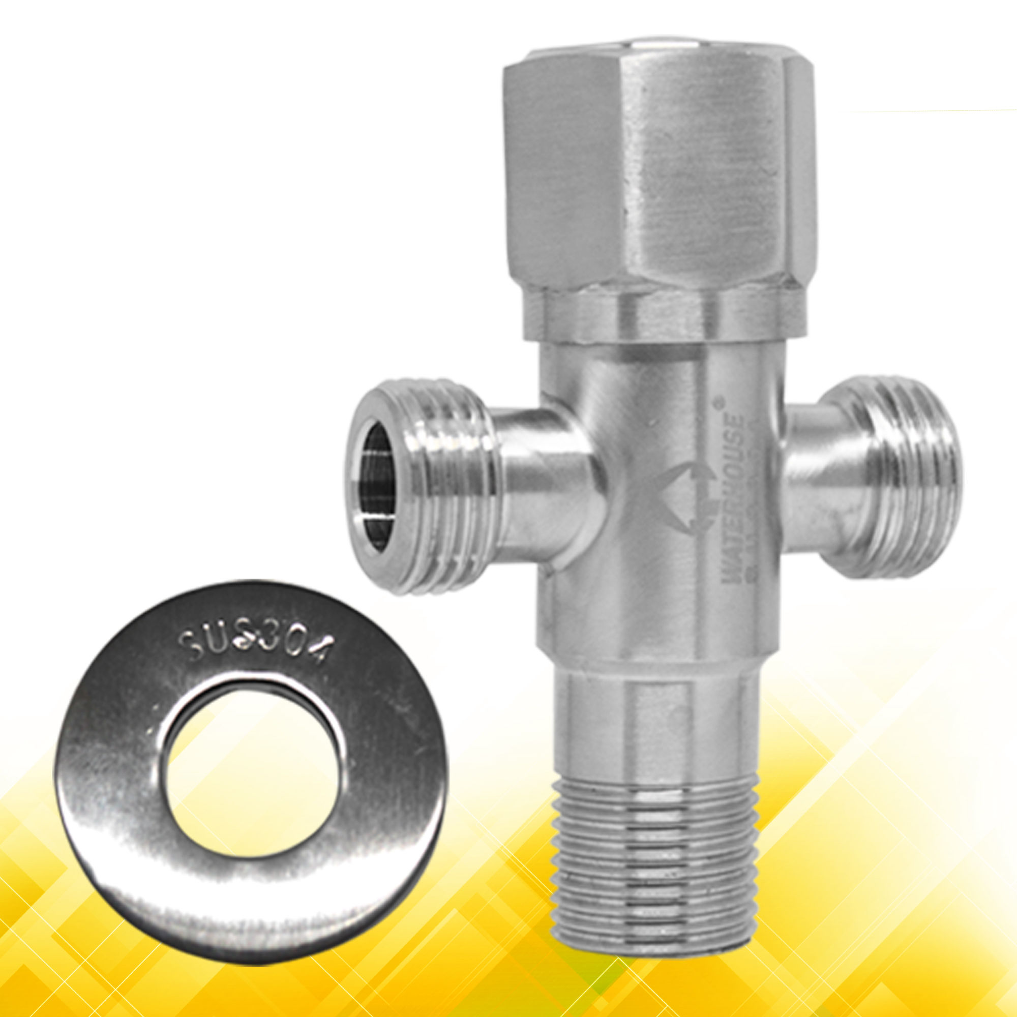 WaterHouse S/S 304 3-Way Angle Valve Heavy Duty (WH-SSAV3-1212)