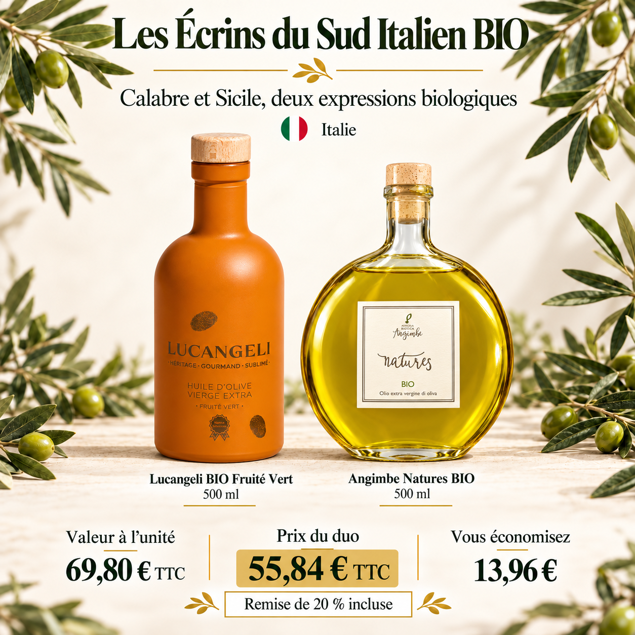 Les Écrins du Sud Italien BIO — duo premium 2 × 500 ml