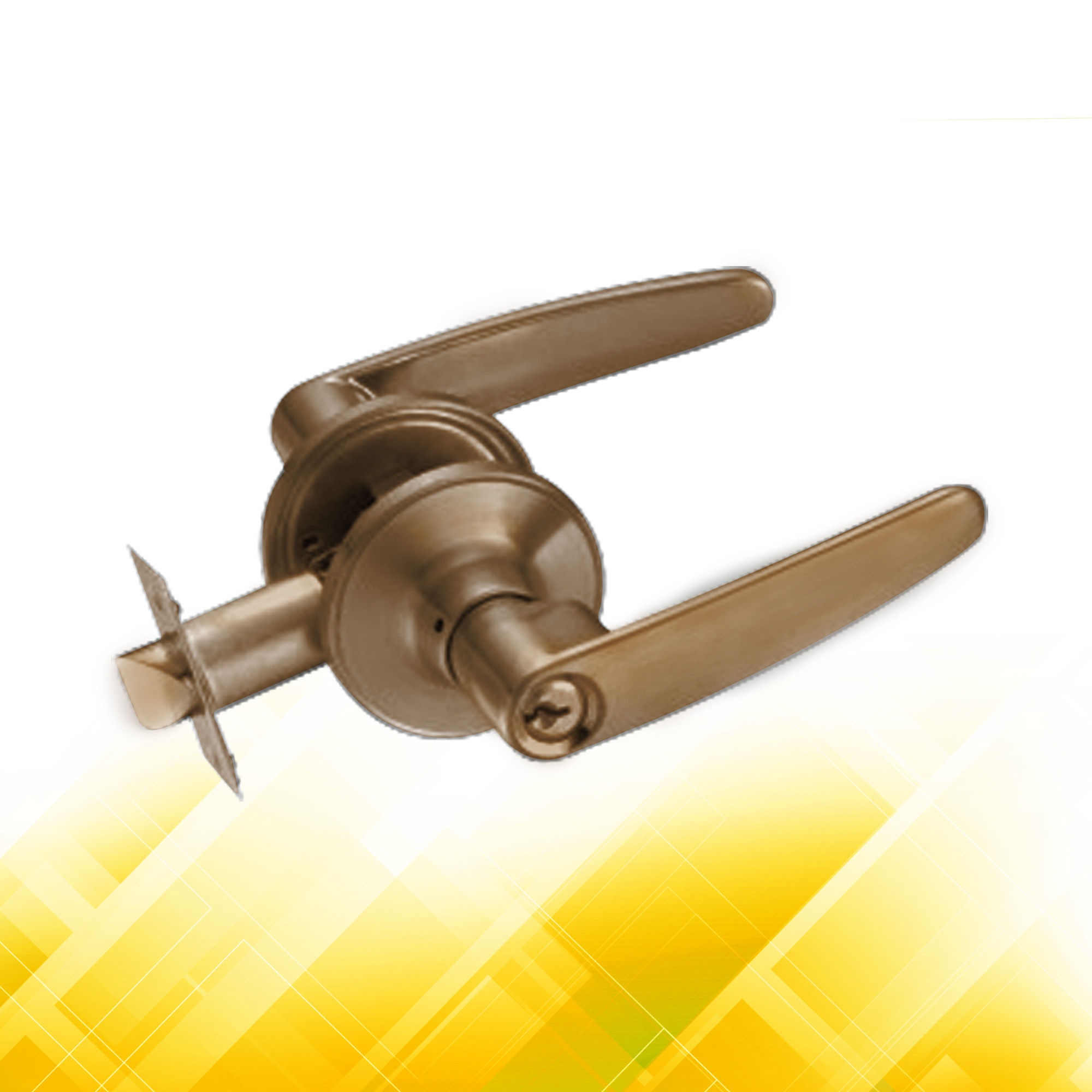 PowerHouse Pro Series Tubular Bathroom Lever Lockset PH812ABBK Antique Brass Fin