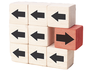 Wooden blocks with arrows