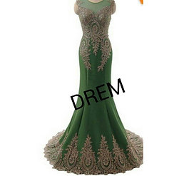 NKFT100 ELEGANT EVENING DRESS OLIVE GREEN size 12, 14