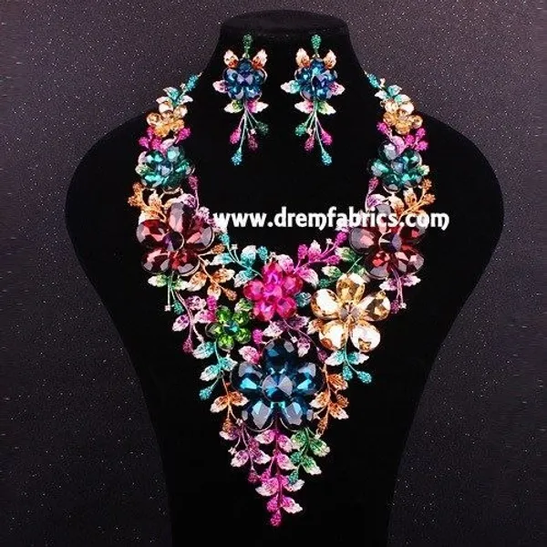 SPKJ66 Super gorgeous genuine Australian rhinestones Jewelry sets MULTI COLOR