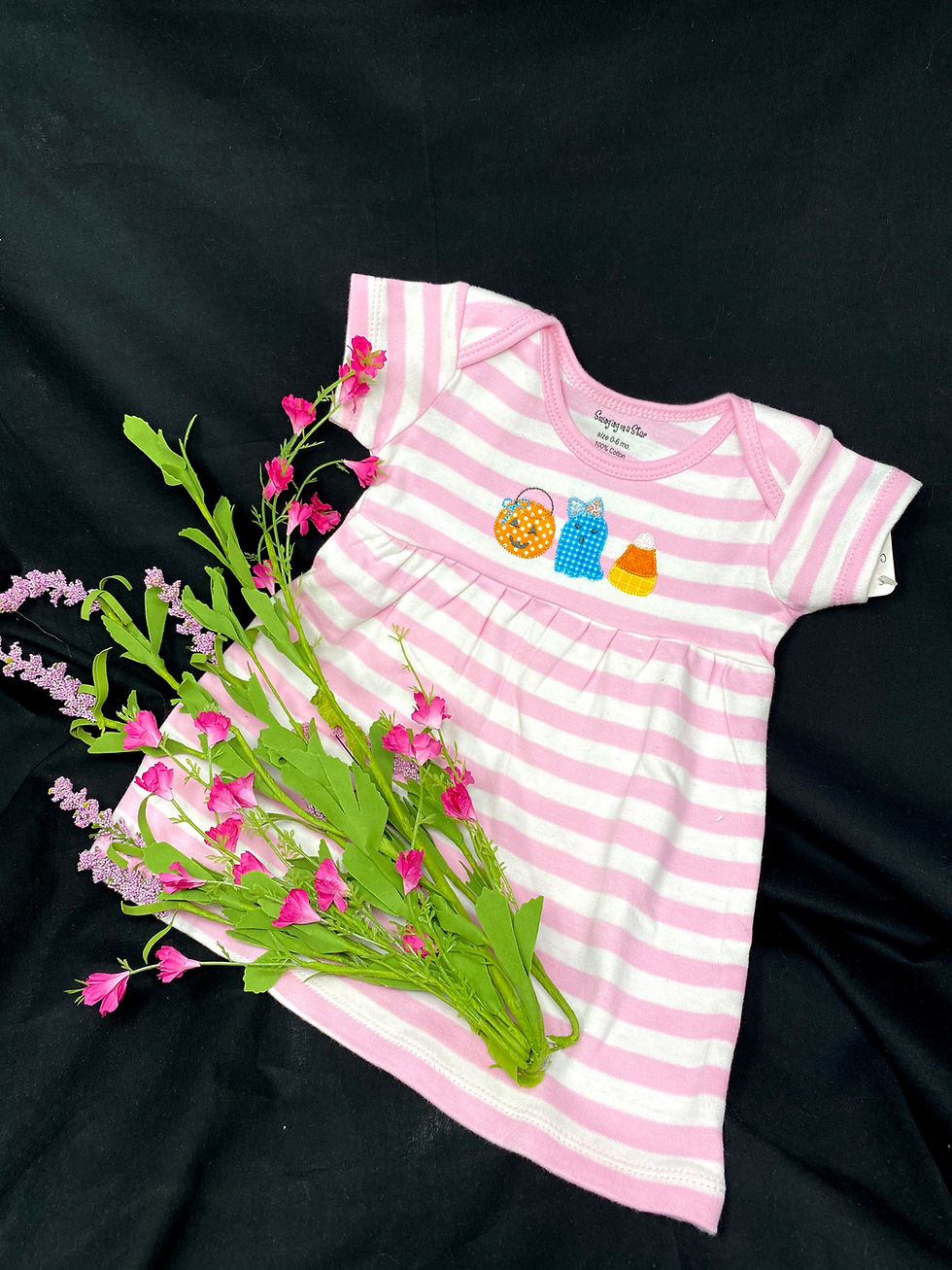 Pink striped Dress with design