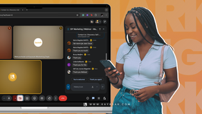 laptop showing chat from DIY Marketing Webinar