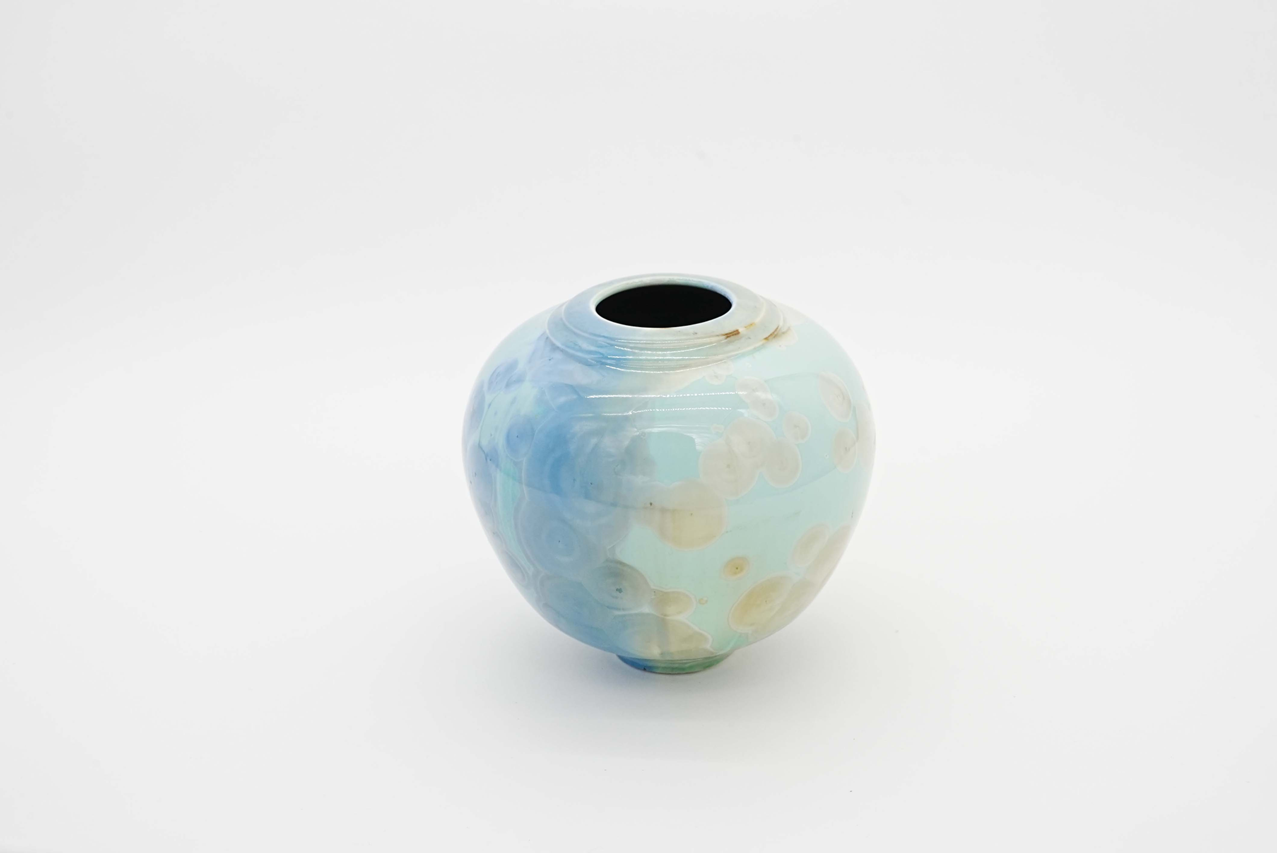 Vase boule vert et bleu