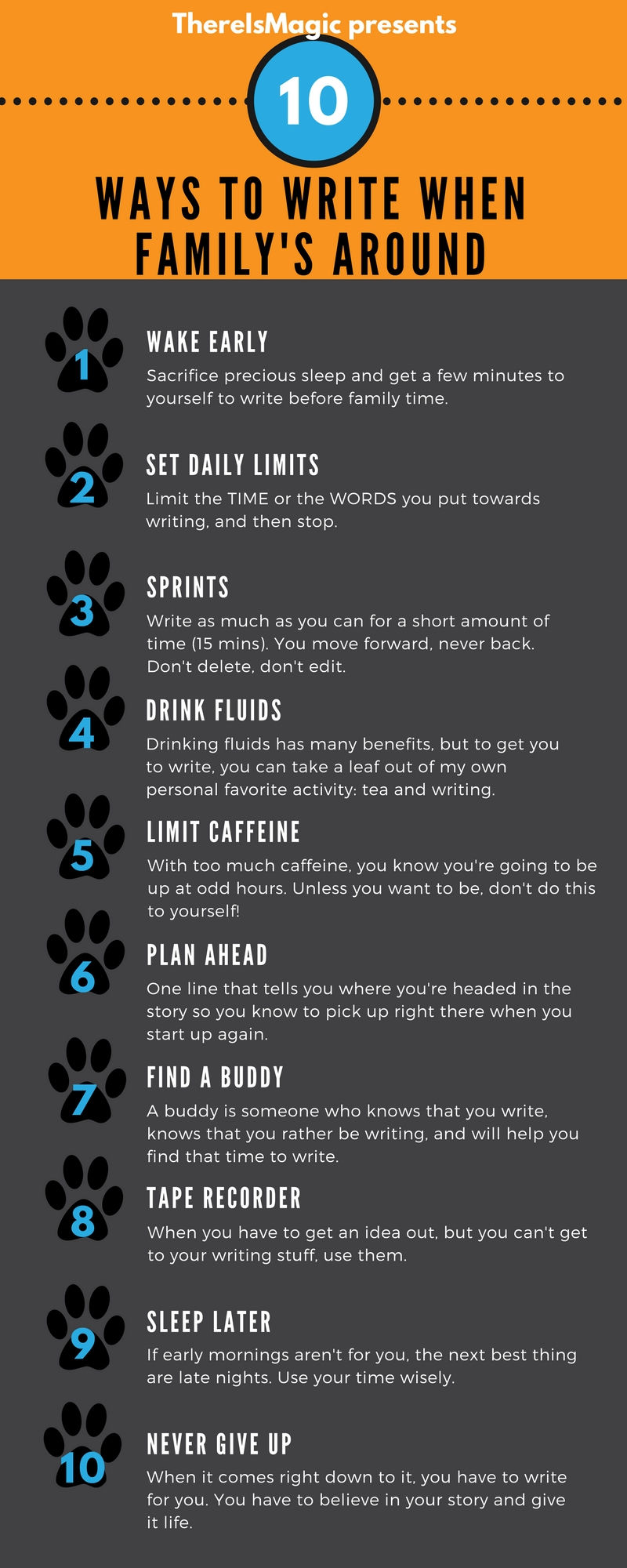 10 Ways to Write With Family Around. ThereIsMagic. Nanowrimo Holiday Tips