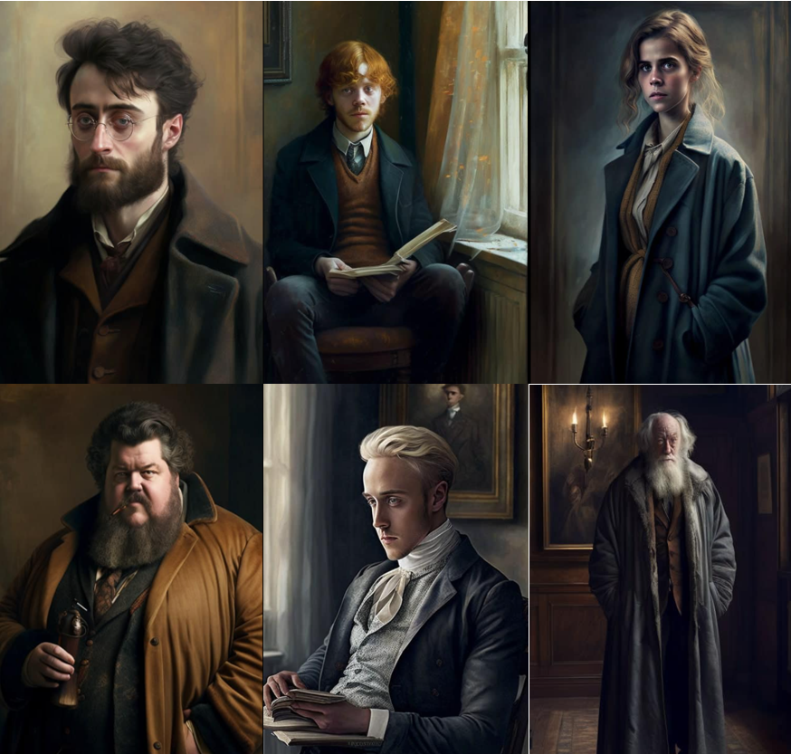 An AI reimagines the aesthetics of Harry Potter characters as if they were written by Dostoevsky