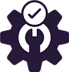 dark icon of a cog with a wrench in the middle